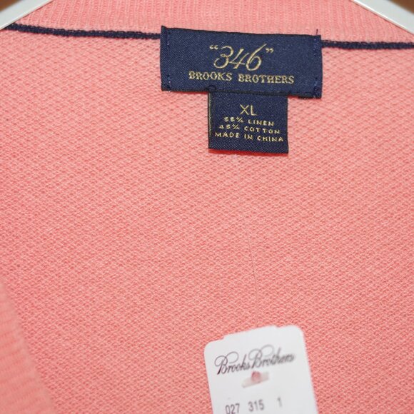Brooks Brothers Orange linen cotton mens V Neck Pullover Size:XL - Picture 4 of 5